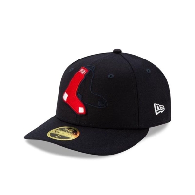 Blue Boston Red Sox Hat - New Era MLB Logo Elements Low Profile 59FIFTY Fitted Caps USA3564072